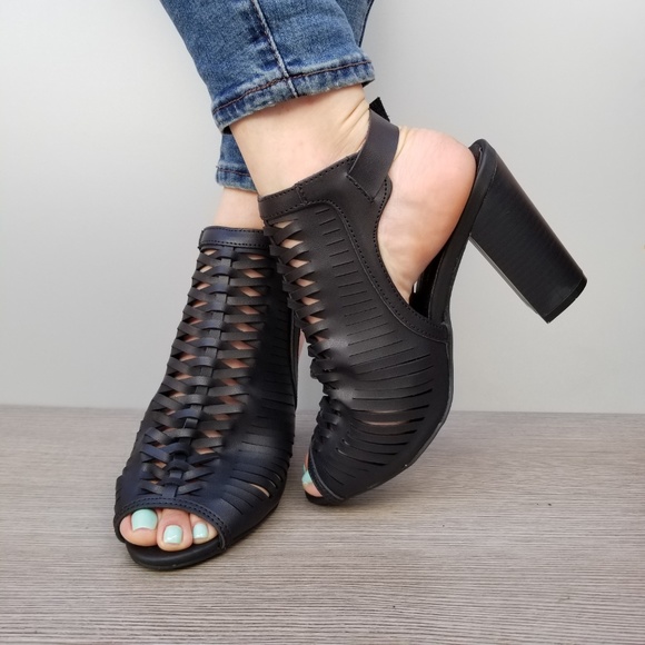 Black Open High Heel Spring Ankle Booties-E - Picture 7 of 7